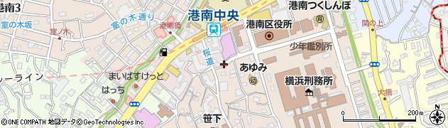 横浜市営駐輪場港南中央駅周辺の地図