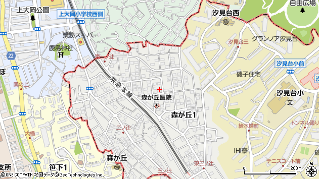 〒235-0024 神奈川県横浜市磯子区森が丘の地図