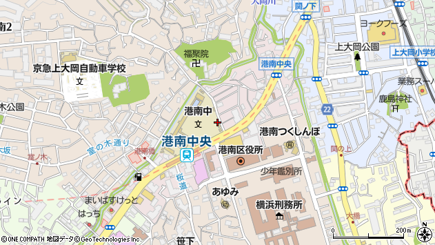 〒233-0004 神奈川県横浜市港南区港南中央通の地図