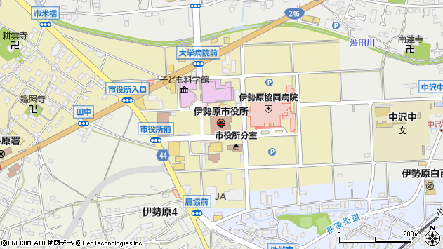 〒259-1100 神奈川県伊勢原市（以下に掲載がない場合）の地図