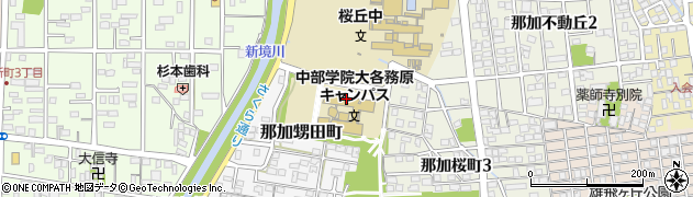 中部学院大学各務原キャンパス　図書館周辺の地図