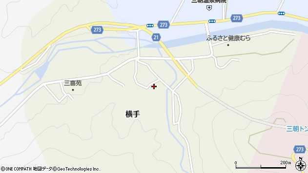 〒682-0125 鳥取県東伯郡三朝町横手の地図