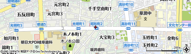 岐阜県岐阜市昭和町周辺の地図