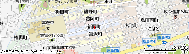 岐阜県岐阜市新興町周辺の地図