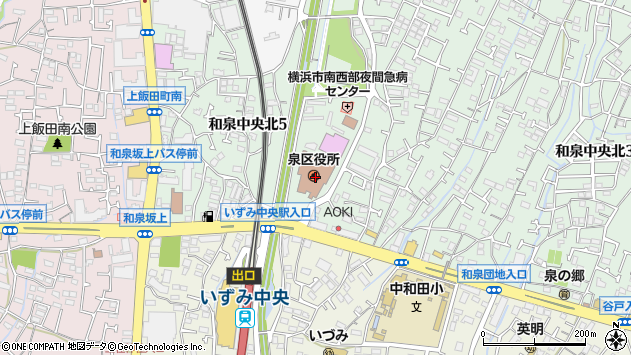 〒245-0000 神奈川県横浜市泉区（以下に掲載がない場合）の地図