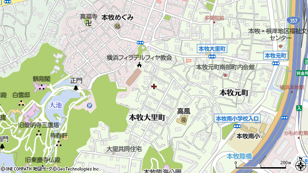 〒231-0823 神奈川県横浜市中区本牧大里町の地図