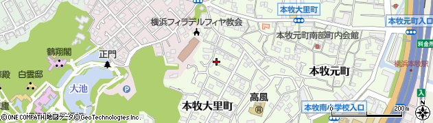 神奈川県横浜市中区本牧大里町周辺の地図