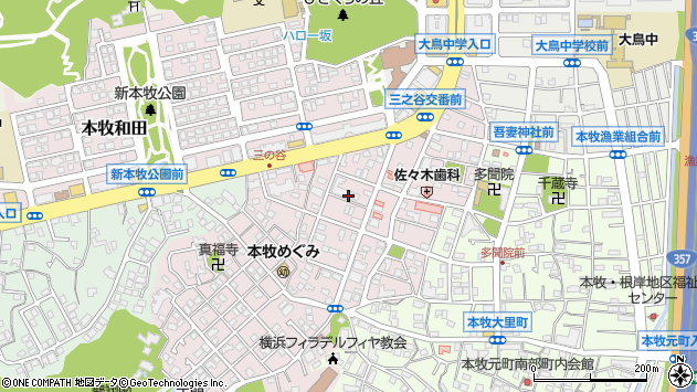〒231-0824 神奈川県横浜市中区本牧三之谷の地図