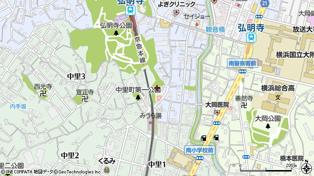〒232-0062 神奈川県横浜市南区中里町の地図