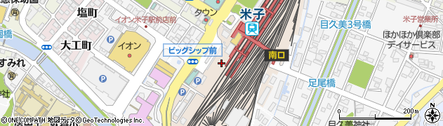 米子駅前地下駐輪場周辺の地図