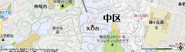 神奈川県横浜市中区矢口台周辺の地図