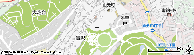 神奈川県横浜市中区簑沢周辺の地図
