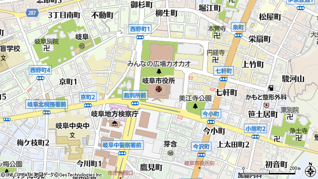 〒500-0000 岐阜県岐阜市（以下に掲載がない場合）の地図