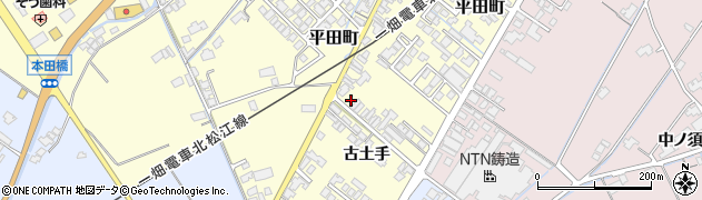 島根県出雲市平田町（古土手）周辺の地図