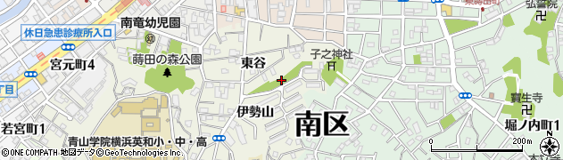 蒔田伊勢山公園周辺の地図