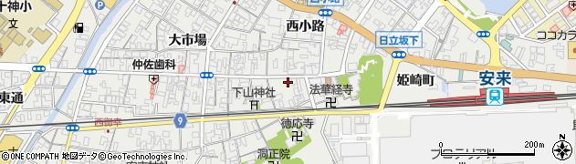 島根県安来市安来町（中市場）周辺の地図