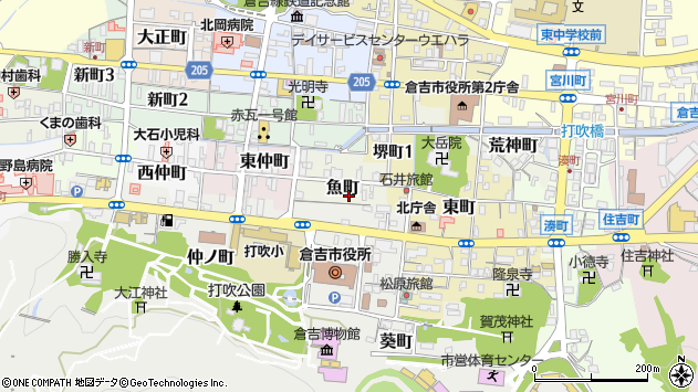 〒682-0821 鳥取県倉吉市魚町の地図