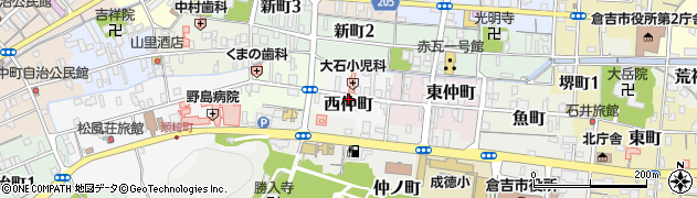 鳥取県倉吉市西仲町周辺の地図