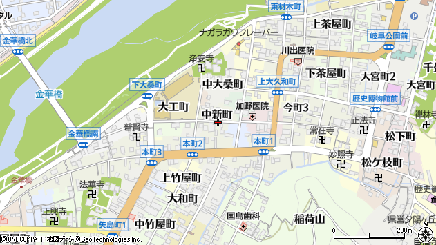 〒500-8032 岐阜県岐阜市中新町の地図