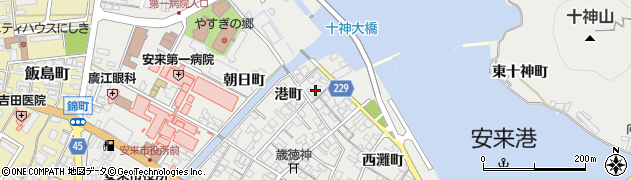 島根県安来市安来町港町周辺の地図