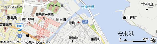 島根県安来市安来町（港町）周辺の地図