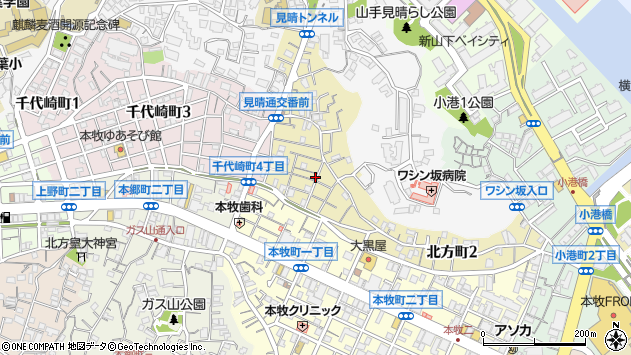 〒231-0865 神奈川県横浜市中区北方町の地図