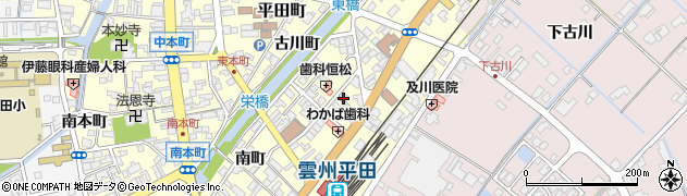 島根県出雲市平田町（若葉町）周辺の地図