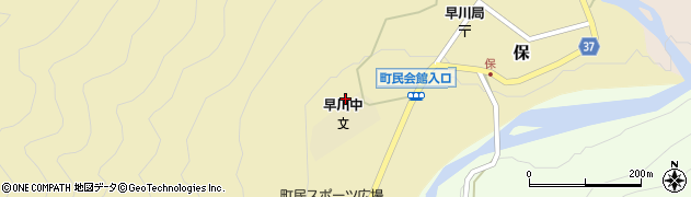 早川町役場　学校給食センター周辺の地図