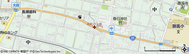 仲町バス停周辺の地図