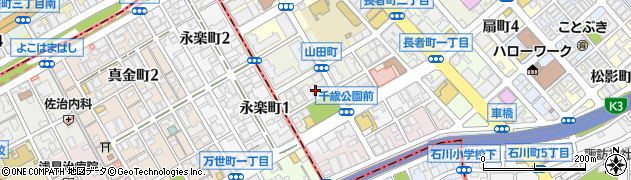 神奈川県横浜市中区山田町周辺の地図