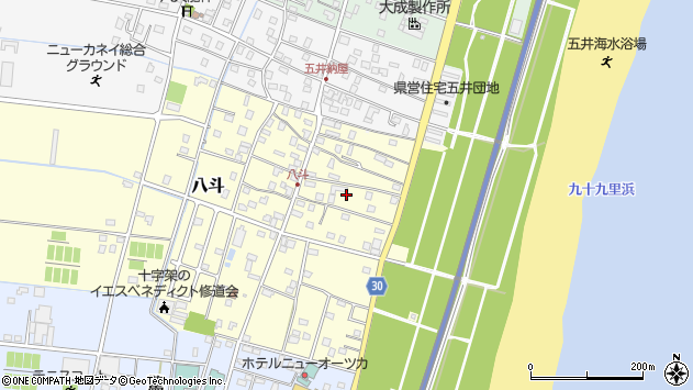 〒299-4213 千葉県長生郡白子町八斗の地図