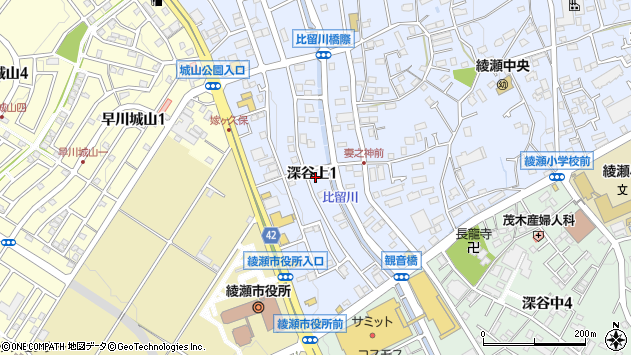 〒252-1108 神奈川県綾瀬市深谷上の地図