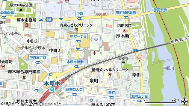 〒243-0018 神奈川県厚木市中町の地図