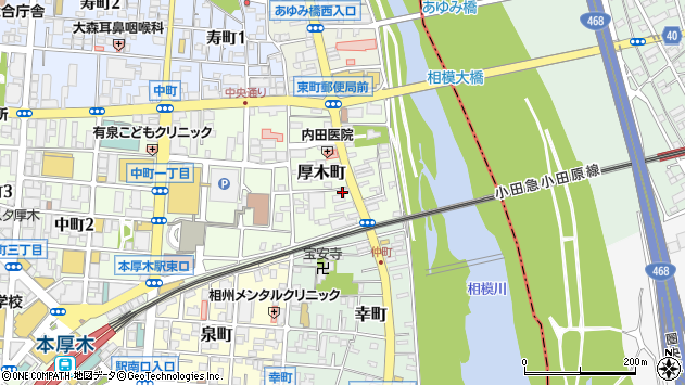 〒243-0011 神奈川県厚木市厚木町の地図