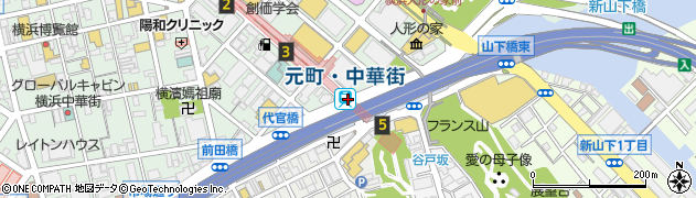 元町・中華街駅周辺の地図