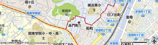 横浜赤門郵便局周辺の地図