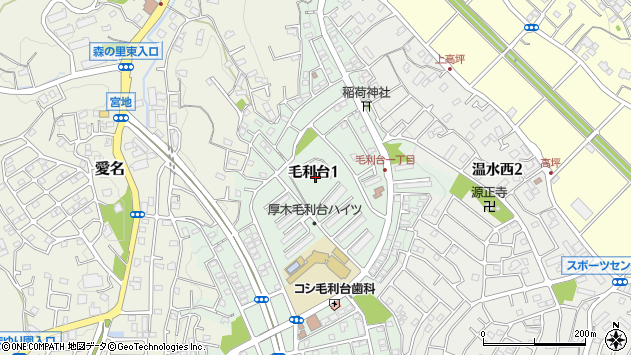 〒243-0037 神奈川県厚木市毛利台の地図