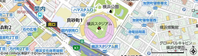 横浜スタジアム（ハマスタ）周辺の地図