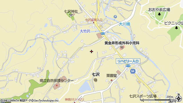〒243-0121 神奈川県厚木市七沢の地図