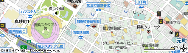 神奈川県　警察署加賀町警察署周辺の地図