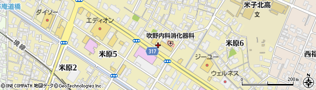 米子米原簡易郵便局周辺の地図