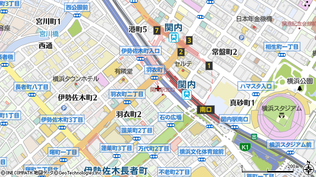 〒231-0047 神奈川県横浜市中区羽衣町の地図