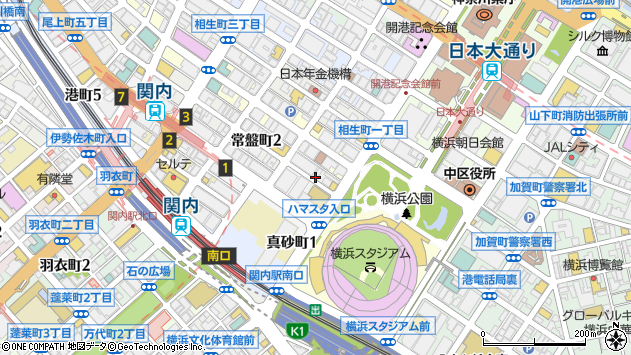 〒231-0014 神奈川県横浜市中区常盤町の地図