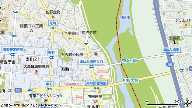 〒243-0001 神奈川県厚木市東町の地図