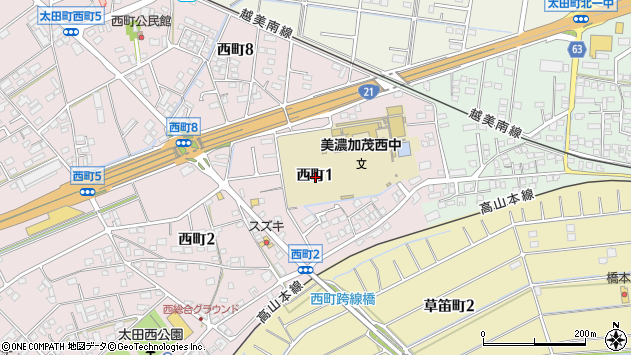 〒505-0046 岐阜県美濃加茂市西町の地図