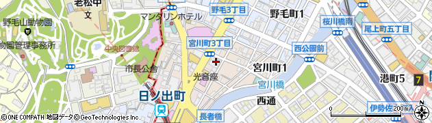 神奈川県横浜市中区宮川町周辺の地図