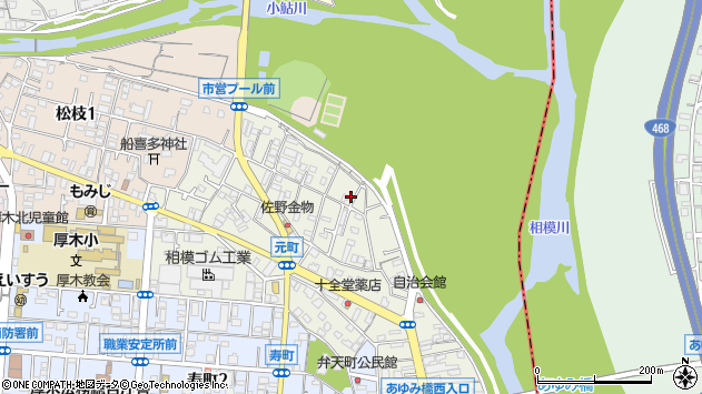 〒243-0002 神奈川県厚木市元町の地図
