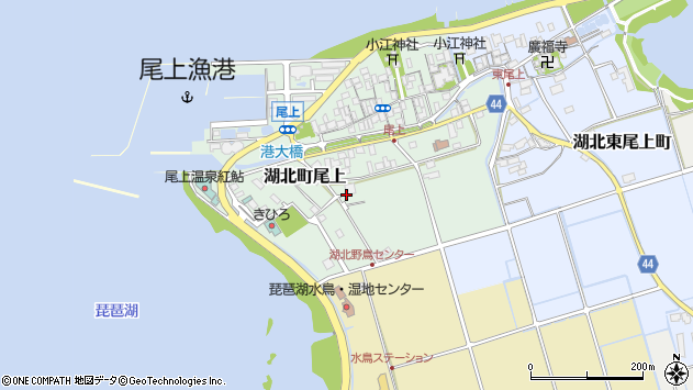 〒529-0364 滋賀県長浜市湖北町尾上の地図