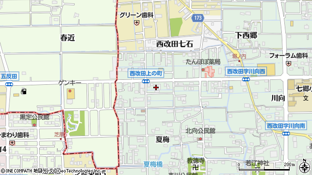 〒501-1168 岐阜県岐阜市西改田上の町の地図