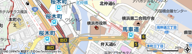 横浜市役所　市民局・地域支援部地域活動推進課地域支援担当周辺の地図